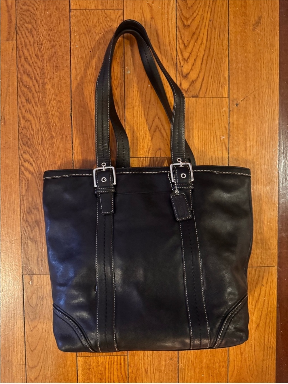 Vintage Black Hampton Leather Coach Shoulder Bag Purse: 12607